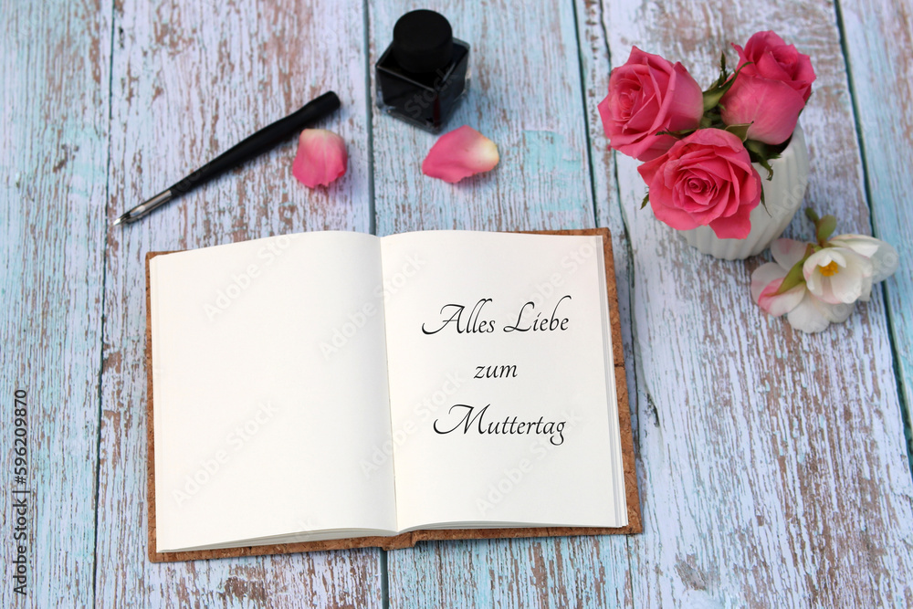 Grußkarte zum Muttertag Alles Liebe zum Muttertag in ein Buch