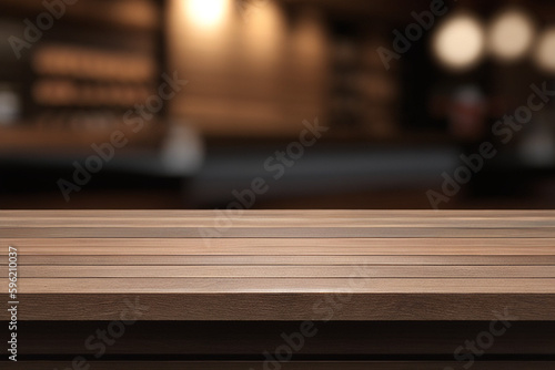 wooden table with blur backgound