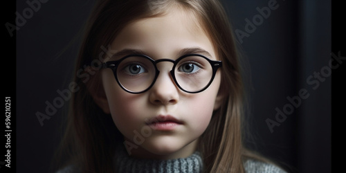 Kind Gesicht mit Brille Nahaufnahme Porträt, ai generativ