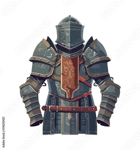 Medieval knight in armor wields sword bravely