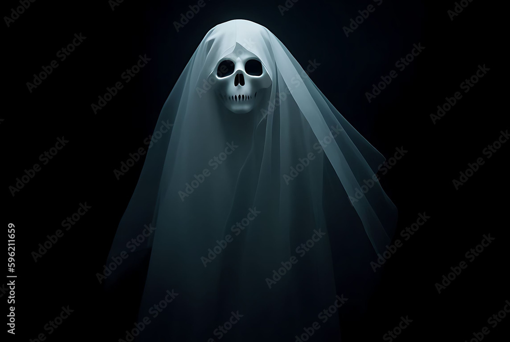 Scary ghost on dark background. Generative ai Scary ghost on dark background. Generative ai