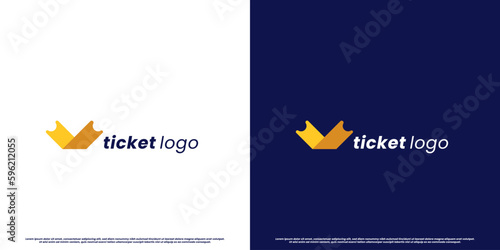 Travel ticket modern logo design illustration. Creative silhouette of travel ticket coupon card vacation holiday trip outdoor transportation. Fit for travel ticket booking company icon.