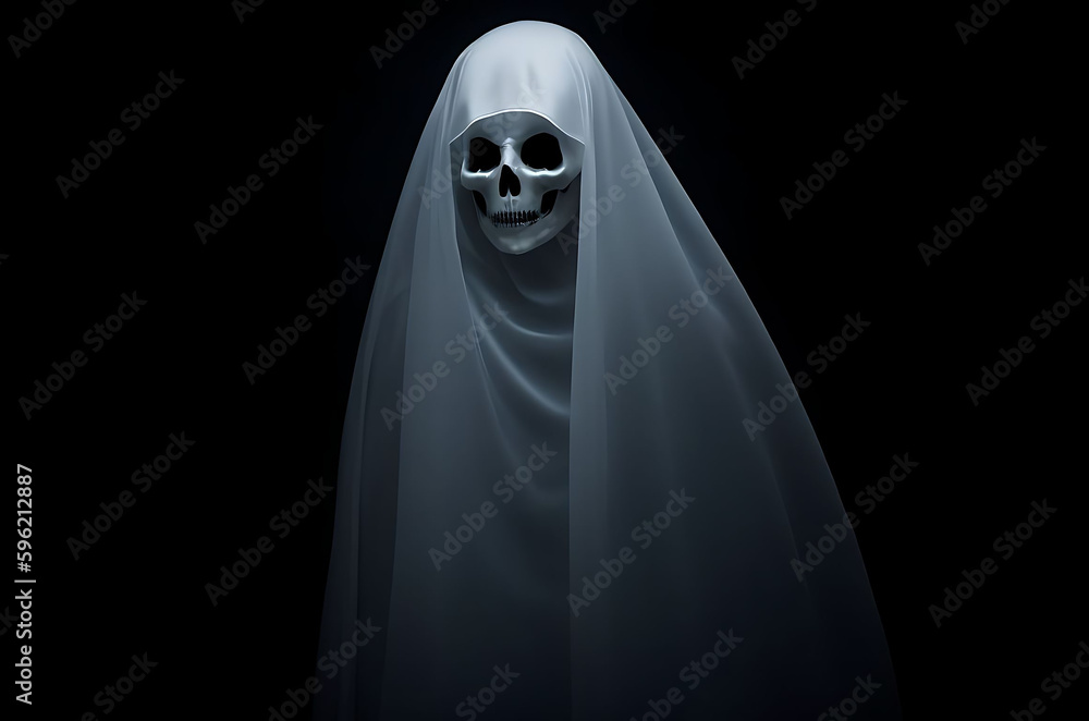 Scary ghost on dark background. Generative ai