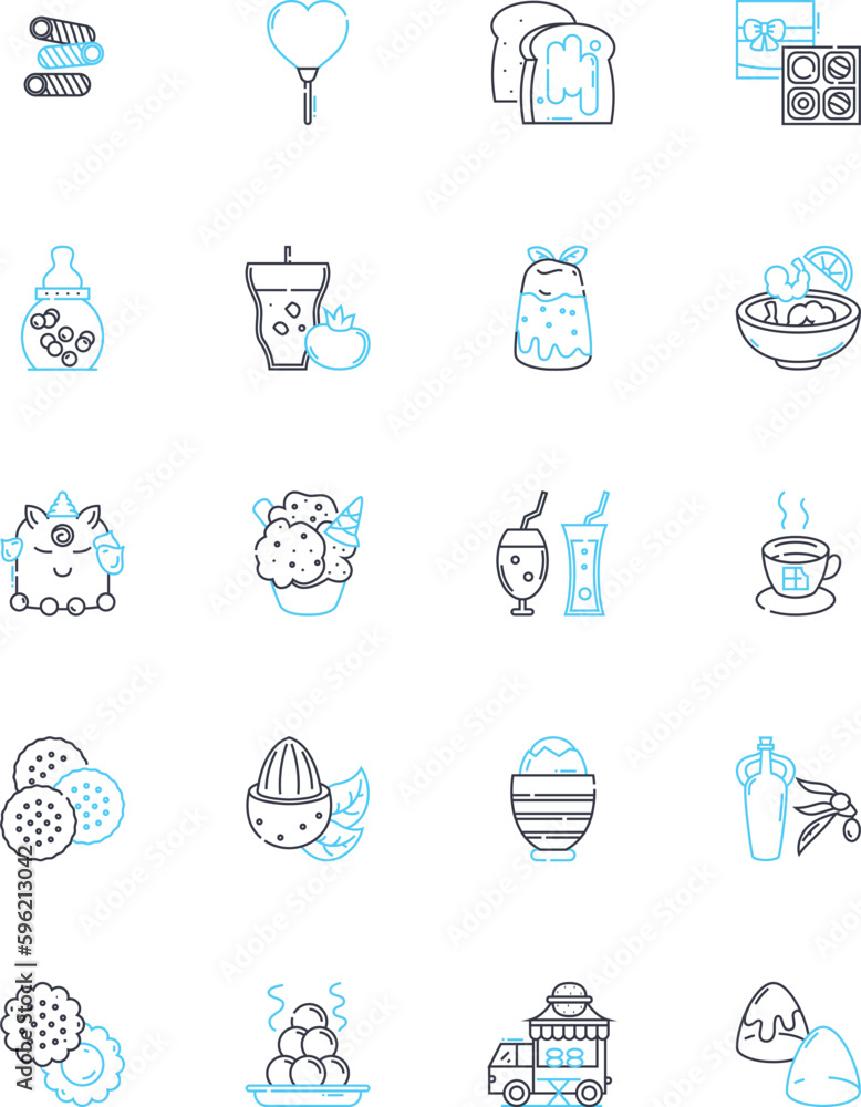 Brownies linear icons set. Chocolatey, Delicious, Fudgy, Rich, Moist, Decadent, Gooey line vector and concept signs. Indulgent,Sweet,Dense outline illustrations Brownies linear icons set. Chocolatey, Delicious, Fudgy, Rich, Moist, Decadent, Gooey line vector and concept signs. Indulgent,Sweet,Dense outline illustrations