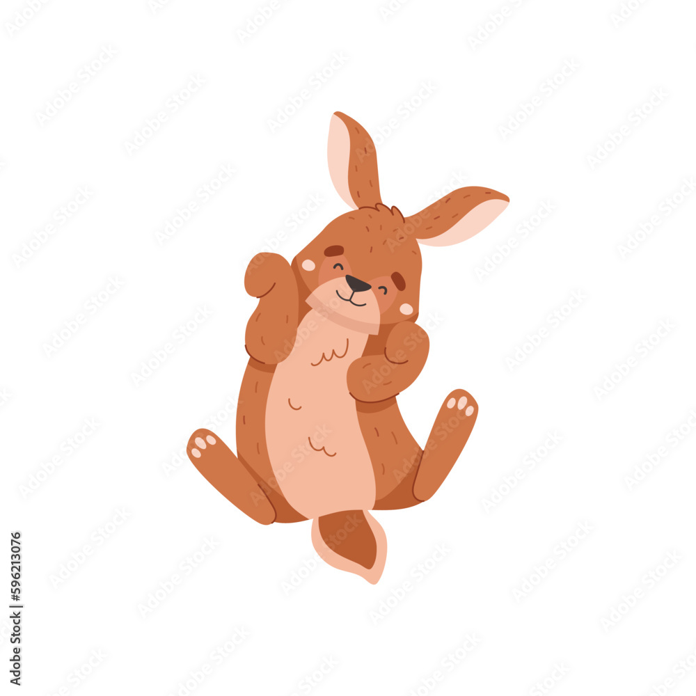 Funny dancing rabbit or bunny flat cartoon vector illustration isolated on white. Funny dancing rabbit or bunny flat cartoon vector illustration isolated on white.