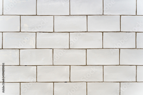 White ceramic tiles background. Vintage white tile for interior design bath or kitchen.