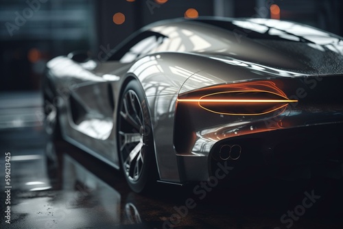Aluminum sports car body design. Generative AI photo