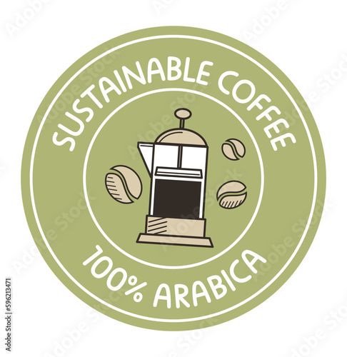Sustainable coffee, arabica logotype of cafe shop
