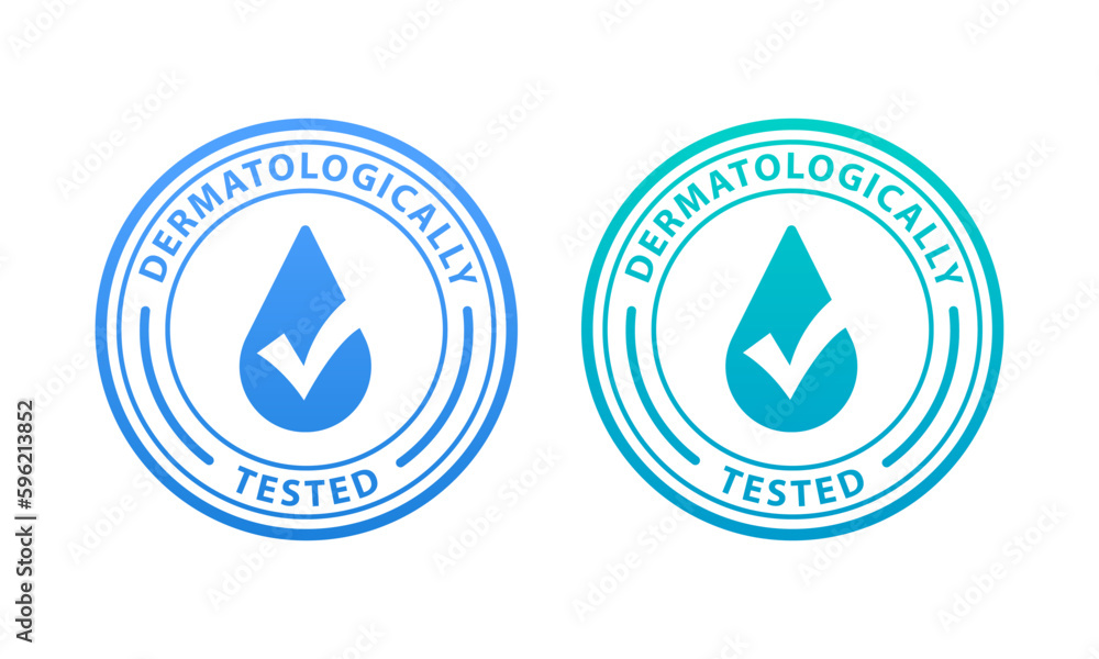 Dermatological vector icon template. Suitable for product label. Dermatological test and clinically tested by a dermatologist badge for allergy-free packaging and a healthy. Vector illustration Dermatological vector icon template. Suitable for product label. Dermatological test and clinically tested by a dermatologist badge for allergy-free packaging and a healthy. Vector illustration