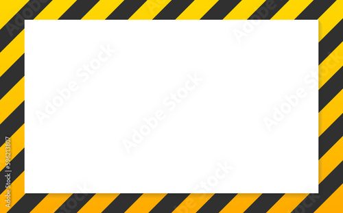 Black and yellow warning line striped rectangular background, yellow and black diagonal stripes, warning to be careful about potential danger. Banner for sites and text. Vector illustration