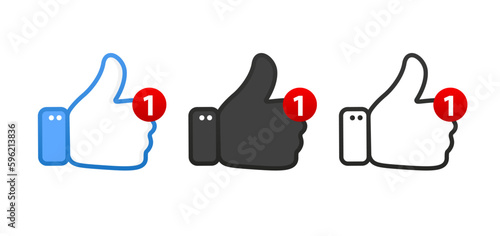 Thumbs up like a social network icon with a new thank you symbol. The idea is to run blogs and online messages, social networks. Notification icon. Vector illustration