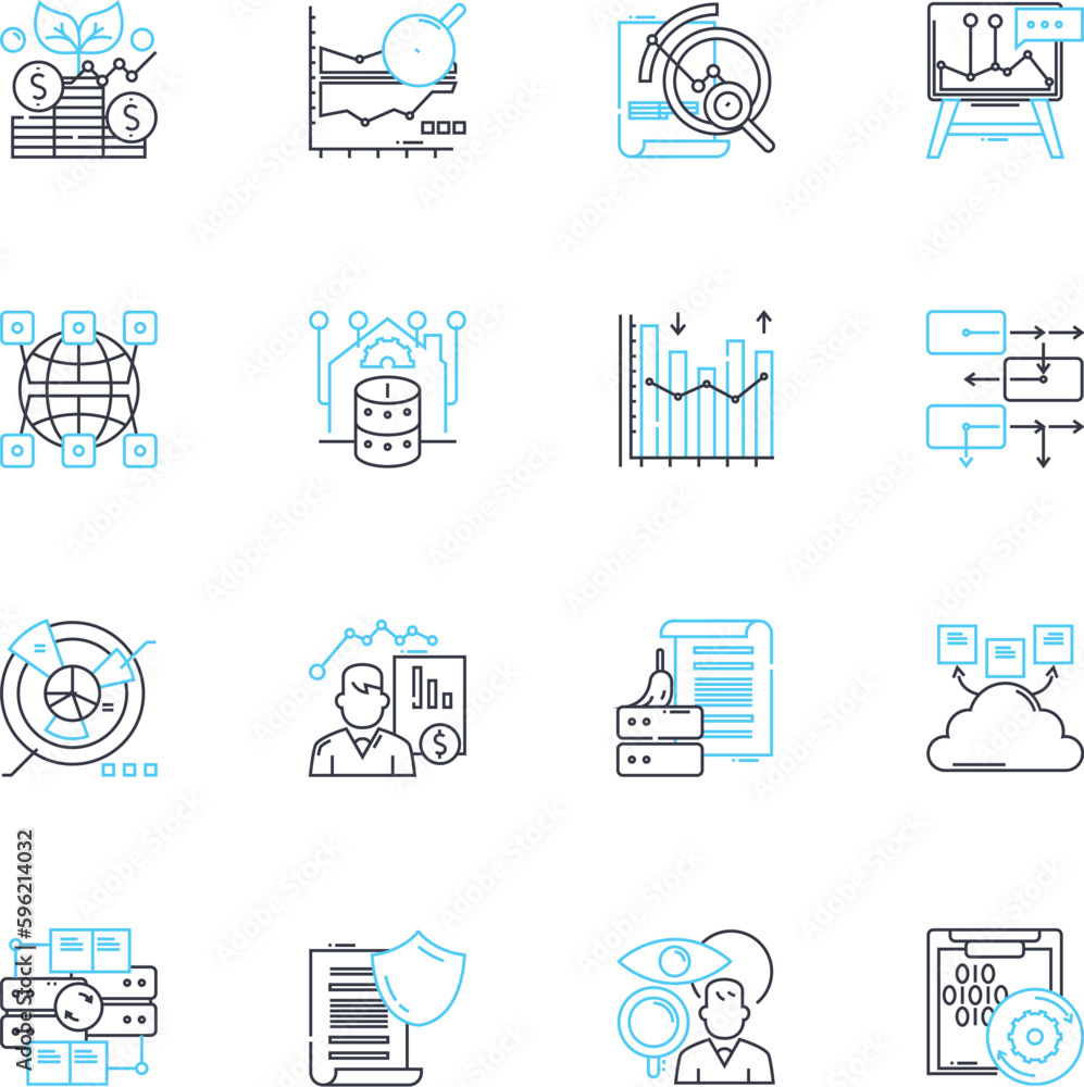Financial accounting linear icons set. Revenue, Expenses, Assets, Liabilities, Equity, Balance, Cash line vector and concept signs. Profit,Loss,Depreciation outline illustrations Financial accounting linear icons set. Revenue, Expenses, Assets, Liabilities, Equity, Balance, Cash line vector and concept signs. Profit,Loss,Depreciation outline illustrations