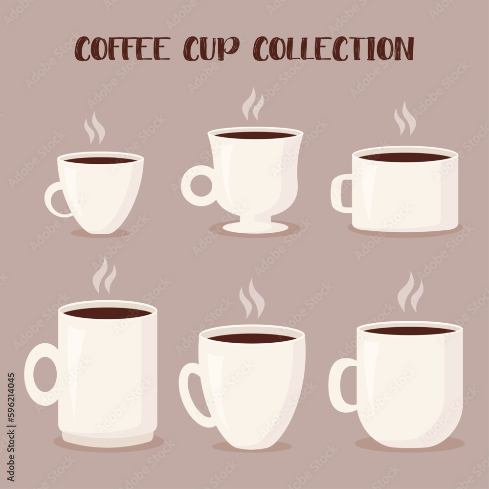 Obraz premium Delicious coffee cup collection. Drink vector illustration design. Cup Icon.