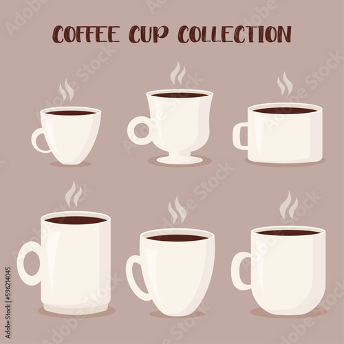 Delicious coffee cup collection. Drink vector illustration design. Cup Icon.