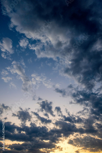 Clouds in the blue sky at sunset, beautiful photo digital picture