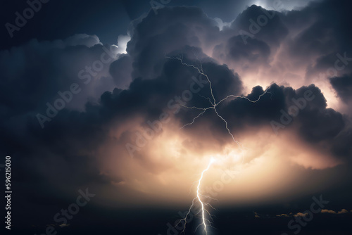 a thunder sky with hearted shape lightning, generative AI
