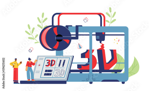 3d printer operating system and software flat vector illustration isolated.