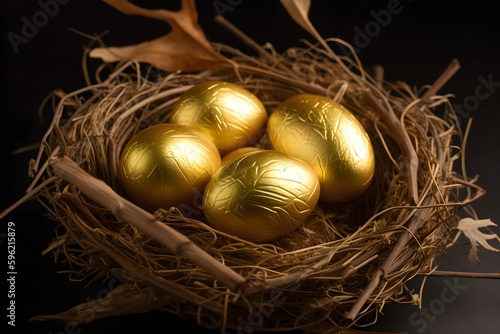 The Golden Egg Nestled in the Branches, generative ai generated