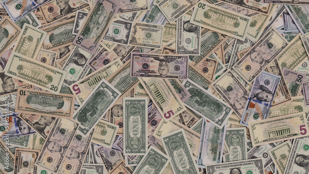 Mixed Denomination Bills. Finance concept Background with Scattered Currency. Mixed Denomination Bills. Finance concept Background with Scattered Currency.