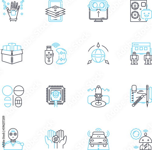 Foto 3D modeling linear icons set