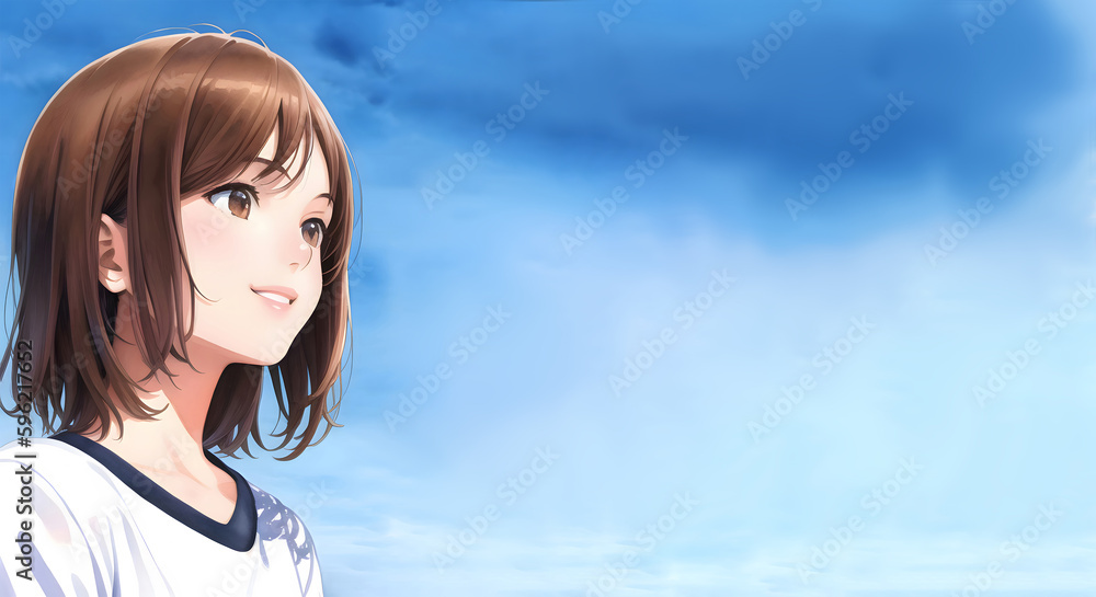 青空と遠くを見つめる女性　コピースペース  generative ai