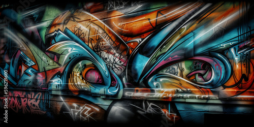 Graffity Wand Bemahlung in bunter Kunst, ai generativ