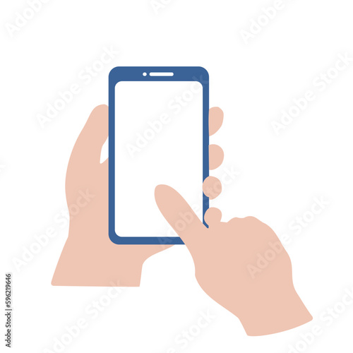 スマートフォンを手に持って操作する