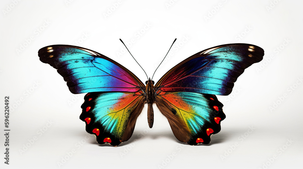 Butterfly close up on white background. Generative AI. Butterfly close up on white background. Generative AI.