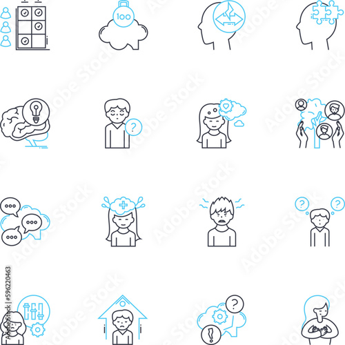 Fotografie Mental state linear icons set