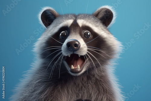 Surprised raccoon. Generative AI.
