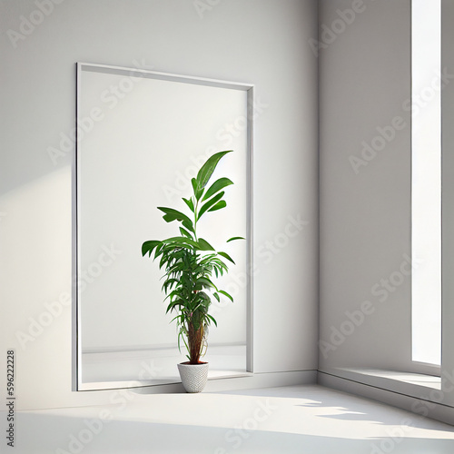 Minimalistic mockup frame with a small plant © Jacek