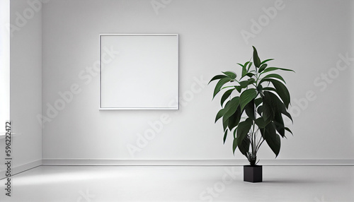 Minimalistic mockup frame with a small plant