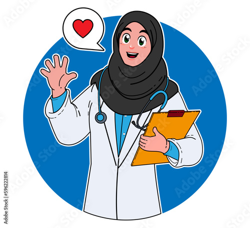a Saudi Arabian female doctor provides services to patients