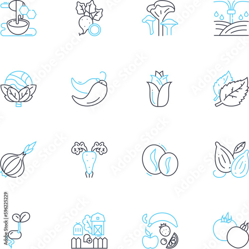 Vineyard linear icons set. Grapes, Winery, Harvest, Wine, Vines, Tasting, Barrel line vector and concept signs. Vineyard,Cellar,Bottling outline illustrations