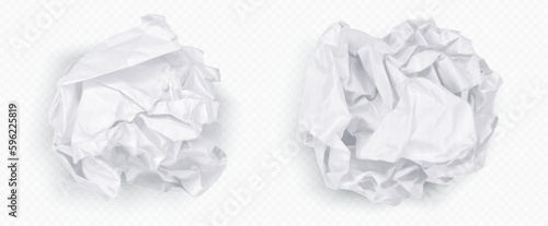 Crumple paper ball, white 3d crinkle trash vector isolated on transparent background. Waste scrunch garbage icon set. Realistic wrinkled page. Messy throw rumple grunge sheet. Mistake in document