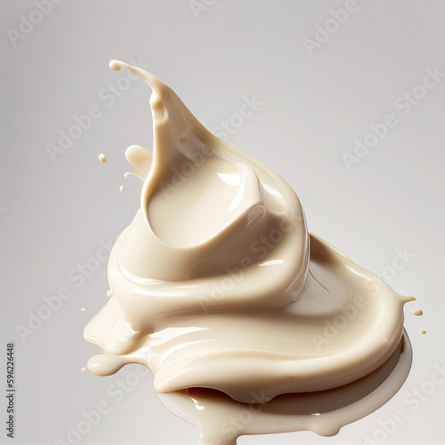 Skincare swatch, cosmetic, dairy, yogurt, cream, dairy spill-Generative AI Illustration