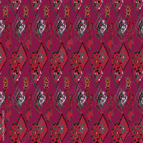 Ethnics Aztec Red Art 