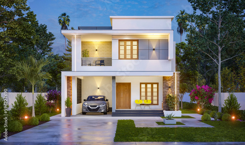 3d illustration of a newly built luxury home