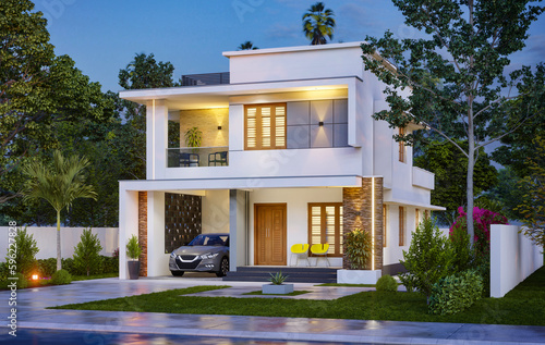 3d illustration of a newly built luxury home