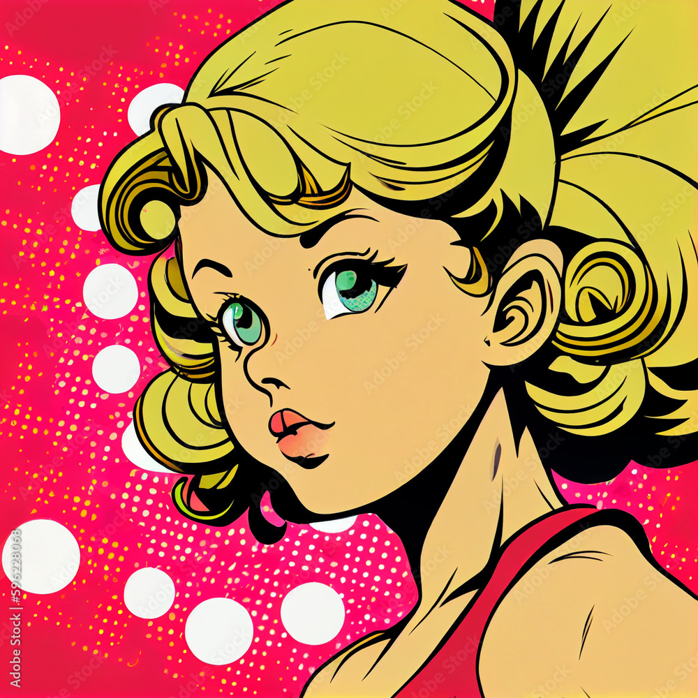 Cute pop art manga girl generative AI Cute pop art manga girl generative AI