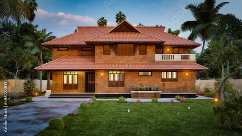 3d illustration of a newly built luxury home