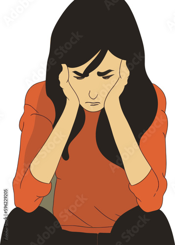Women in depression. Bad psychological state. Mental health awareness month illustration vector