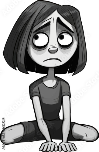 Girl in depression. Bad psychological state. Mental health awareness month illustration vector
