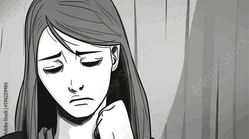 Women in depression. Bad psychological state. Mental health awareness month illustration vector