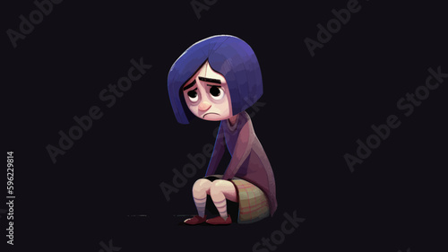 Women in depression. Bad psychological state. Mental health awareness month illustration vector
