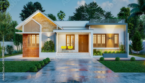 3d illustration of a newly built luxury home