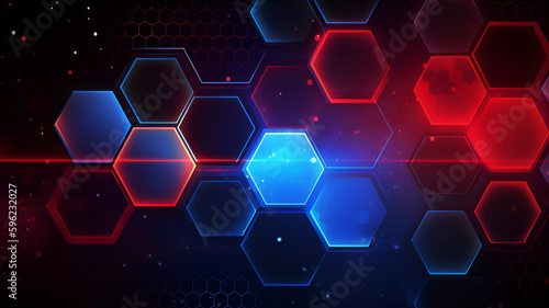 Blue and red hexagons Wallpaper Background   Generative AI