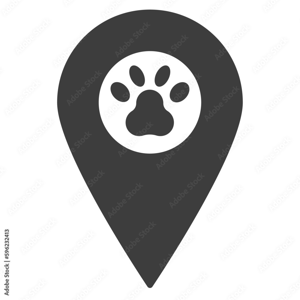 Black dog animal paws location icon Black dog animal paws location icon