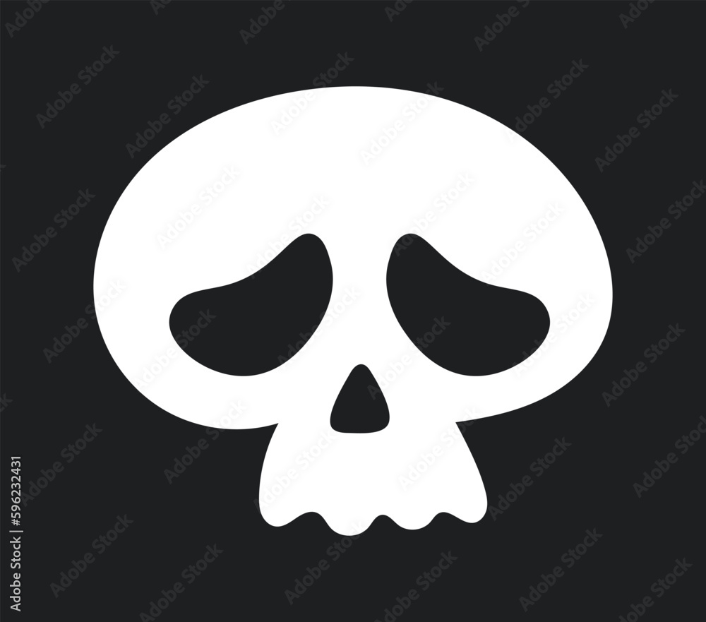 Cute white skull icon. Sad head from skeleton. Emoticon and emoji. Emotions and feelings. Fear and horror, Halloween. Sticker for social networks and messengers. Cartoon flat vector illustration Cute white skull icon. Sad head from skeleton. Emoticon and emoji. Emotions and feelings. Fear and horror, Halloween. Sticker for social networks and messengers. Cartoon flat vector illustration