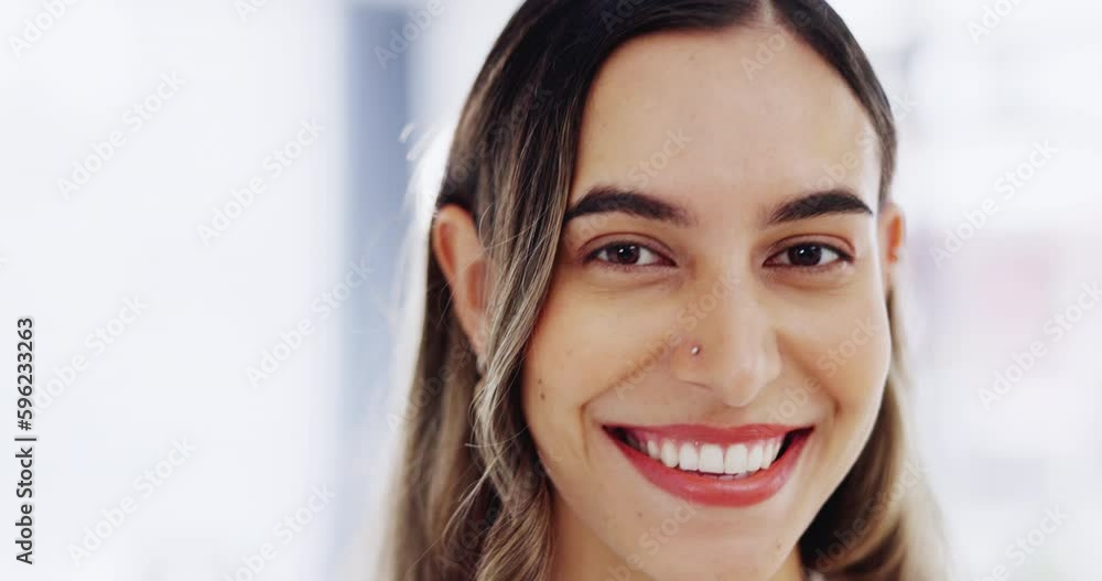 Face, happiness and business woman in office with pride for career, job or occupation in corporate workplace. Portrait, smile and female entrepreneur, professional or confident person from Greece. Face, happiness and business woman in office with pride for career, job or occupation in corporate workplace. Portrait, smile and female entrepreneur, professional or confident person from Greece.